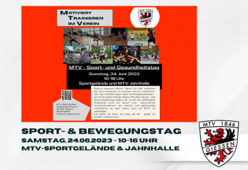 24.06. - Sport- und Bewegungstag beim MTV 1846 Gießen - Zeitplan jetzt online